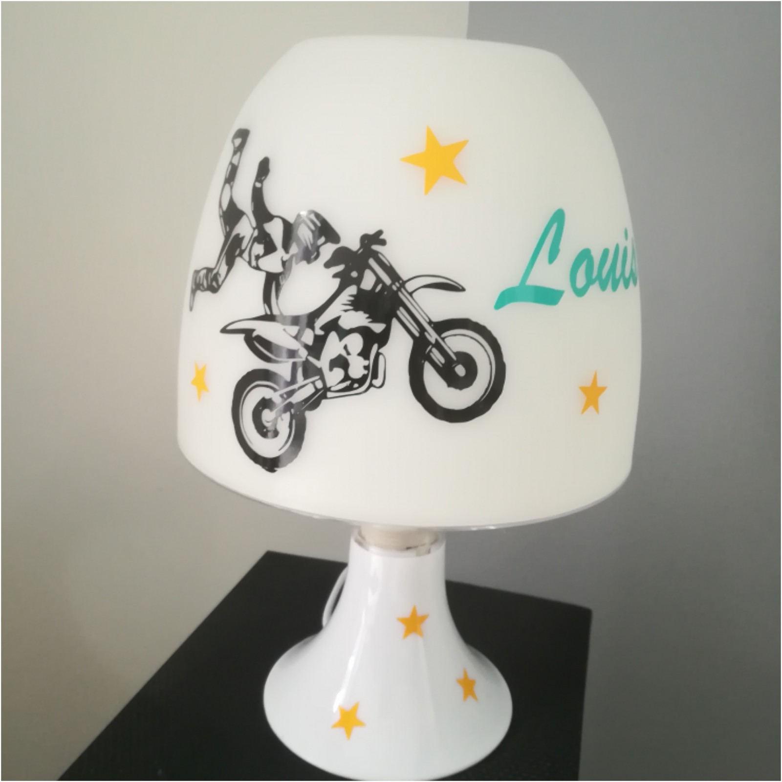 Lampe de chevet personnalisée moto cross